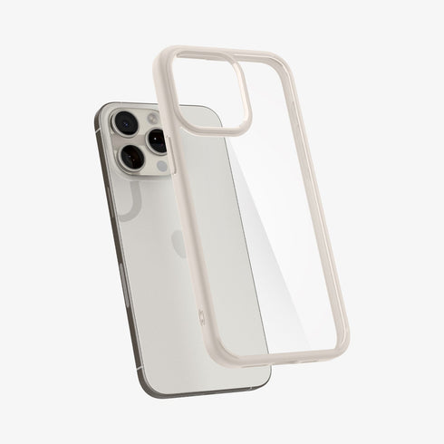 ACS07209 - iPhone 15 Series Ultra Hybrid Case in Natural Titanium showing the back